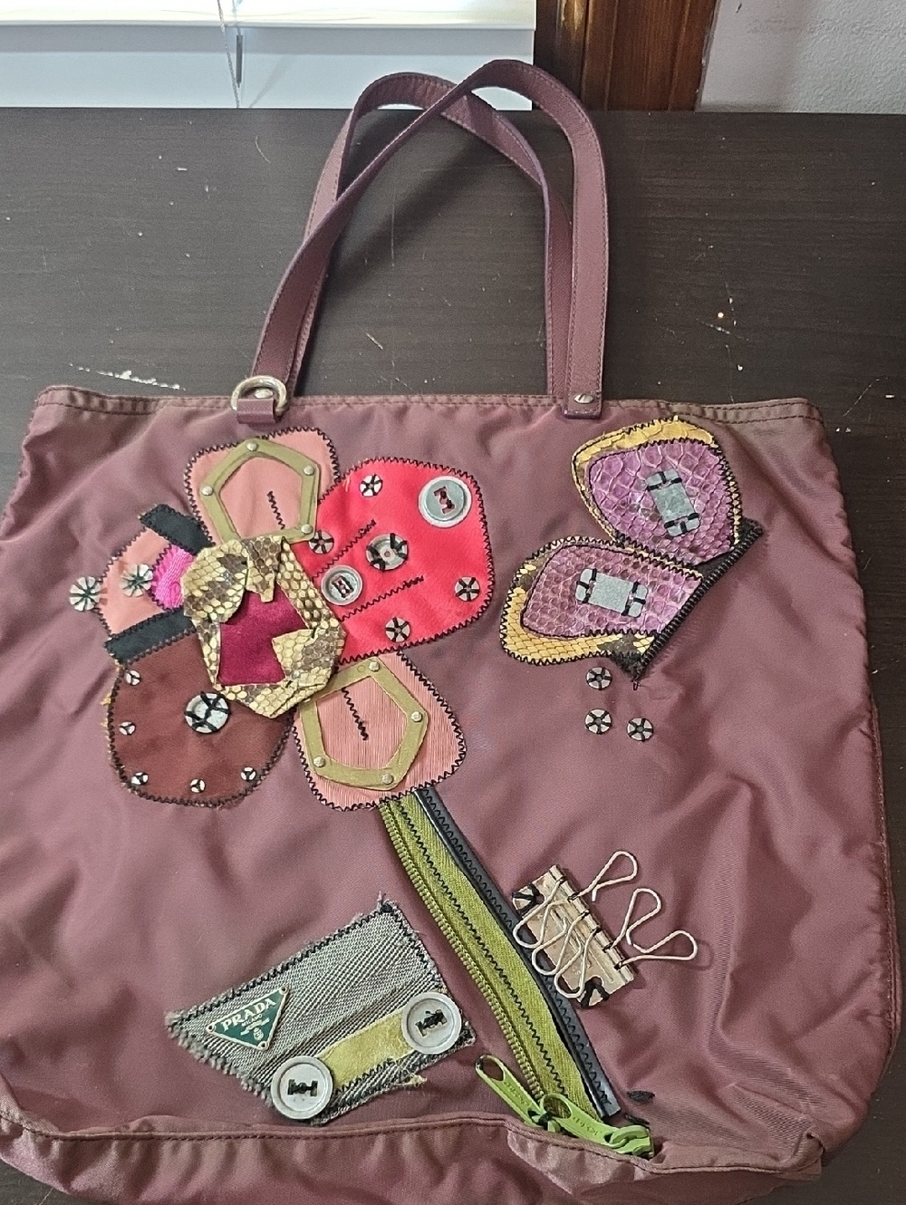 Prada Mauve Patchwork Floral Shoulder Bag